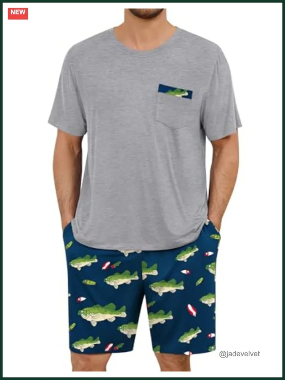 Men's Short Sleeve Pajama Set 2 Piece Loungewear Sleepwear Polyester